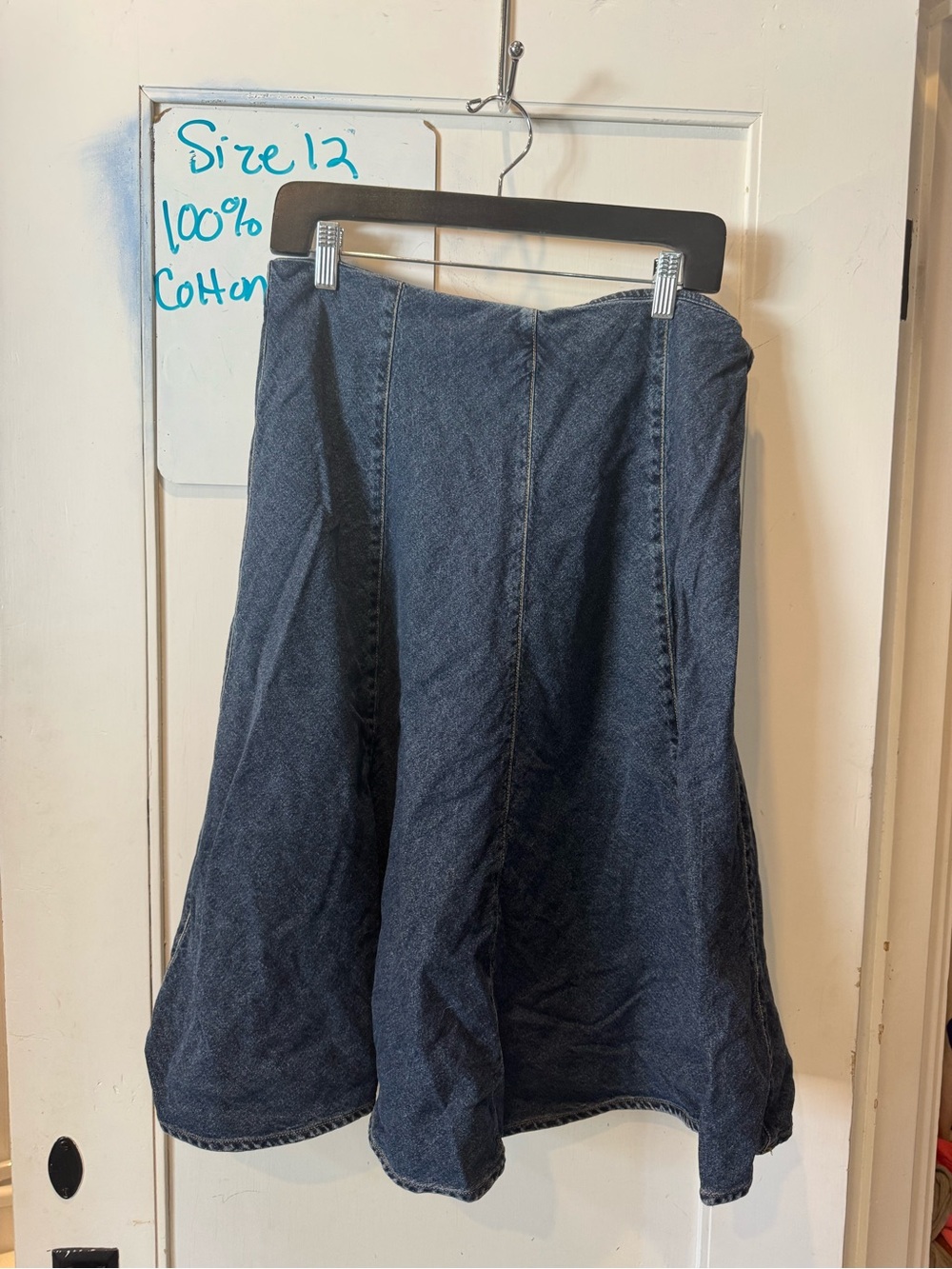 100% Cotton Jones New York Dark Blue Denim A-Line Skirt